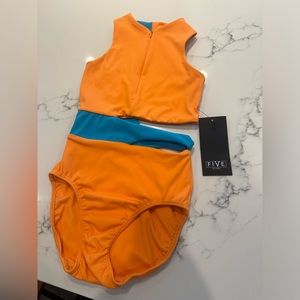 NWT FIVE the Label Dance Leotard XSA with Zipper and Cut Outs